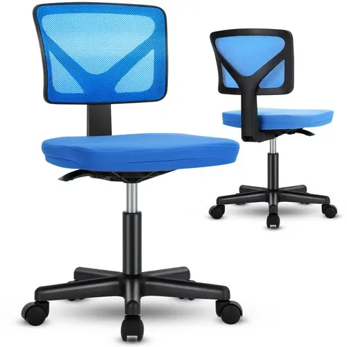Adjustable Armless Mesh Desk Chair for Small Spaces