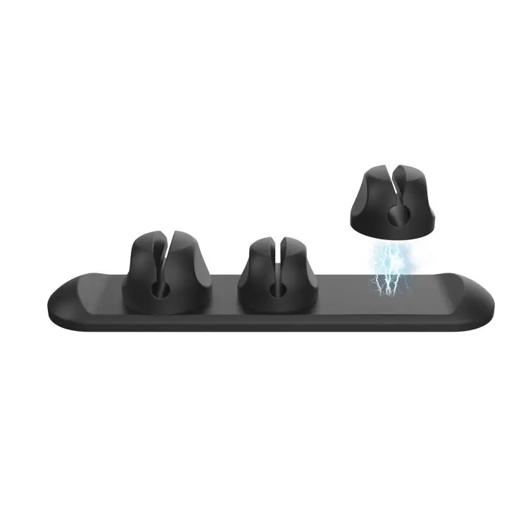 AhaStyle PT-CY15 3 In 1 Magnetic Silicone Cable Organizer Desktop Cable Storage Stand(Black)