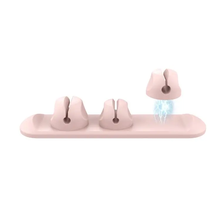 AhaStyle PT-CY15 3 In 1 Magnetic Silicone Cable Organizer Desktop Cable Storage Stand(Pink)