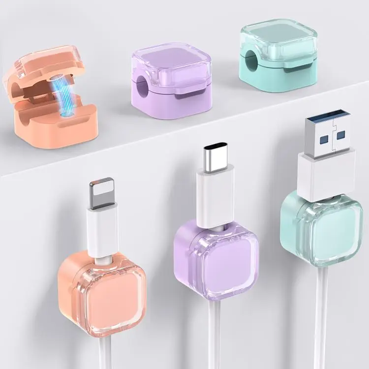 AhaStyle WG159 6pcs Magnetic Desktop Storage Cable Organizer Plastic Cable Clip(Orange+Purple+Blue)