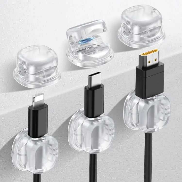AhaStyle WG178 6pcs Multi-functional Adhesive Desktop Cable Organizer Data Charging Cable Clip(Transparent)