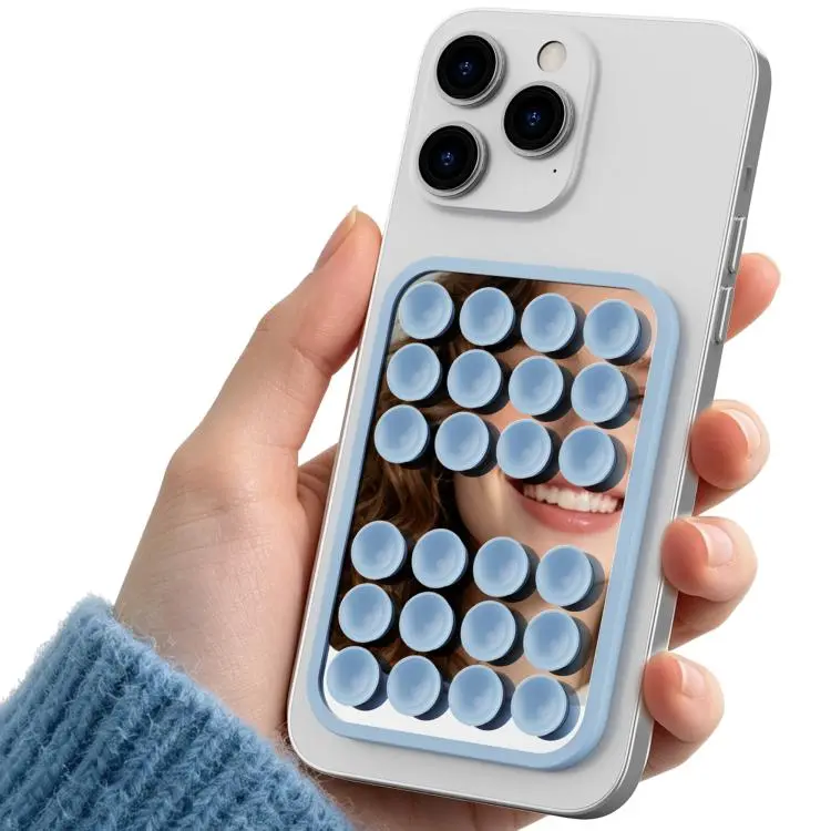 AhaStyle WG206 Silicone Suction Cup Phone Mount With Mirror Adhesive Holder For Mirror Glass(Light Blue)