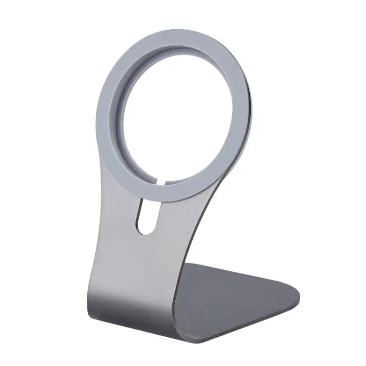 Aluminum Alloy Phone Holder Stand for Magnetic Wireless Charger Desktop Bracket(Deep Gray)