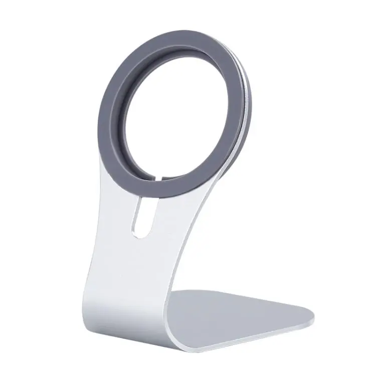 Aluminum Alloy Phone Holder Stand for Magnetic Wireless Charger Desktop Bracket(Silver)