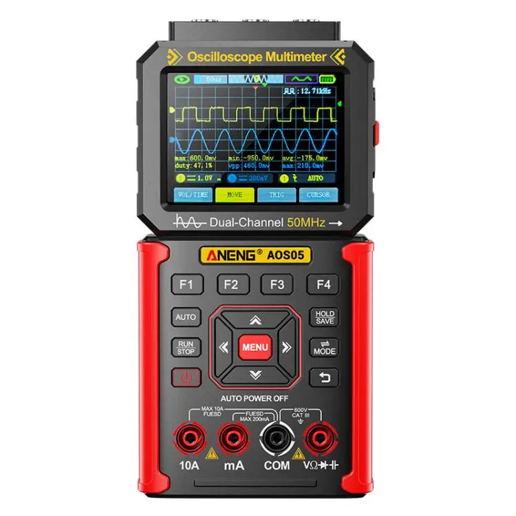 ANENG AOS05 3-in-1 Handheld Digital Oscilloscope Multimeter Dual-Channel 50MHz(Red)