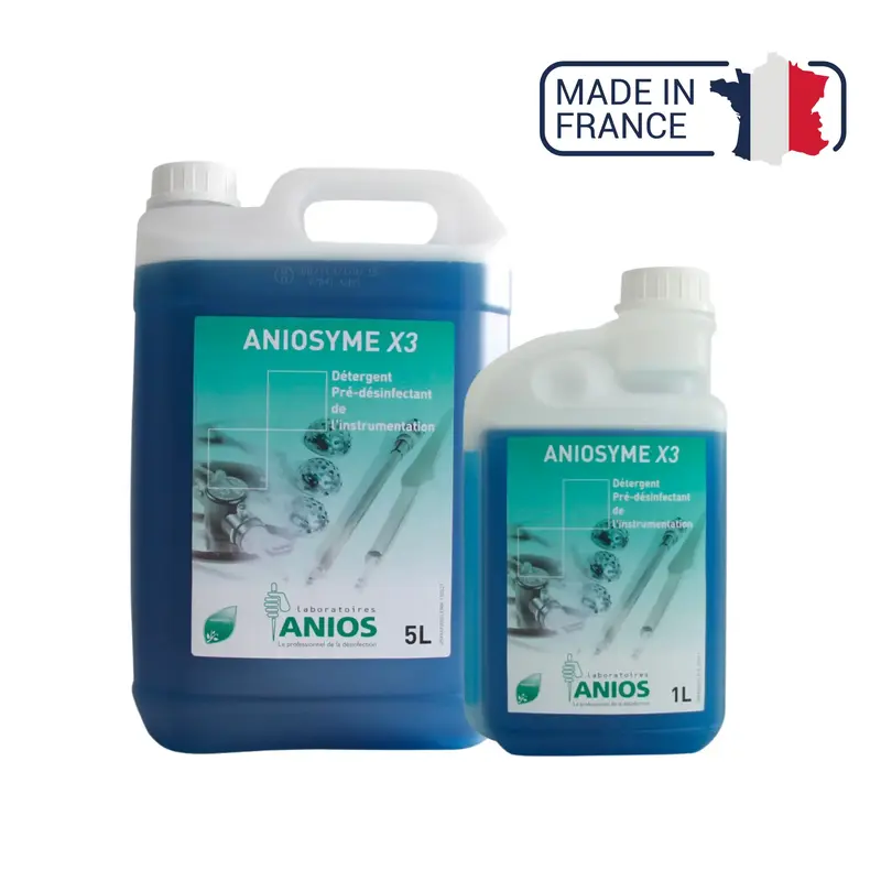 Aniosyme X3 Détergent et pré-désinfectant instrumentation - Bidon de 1L ou 5L - Anios