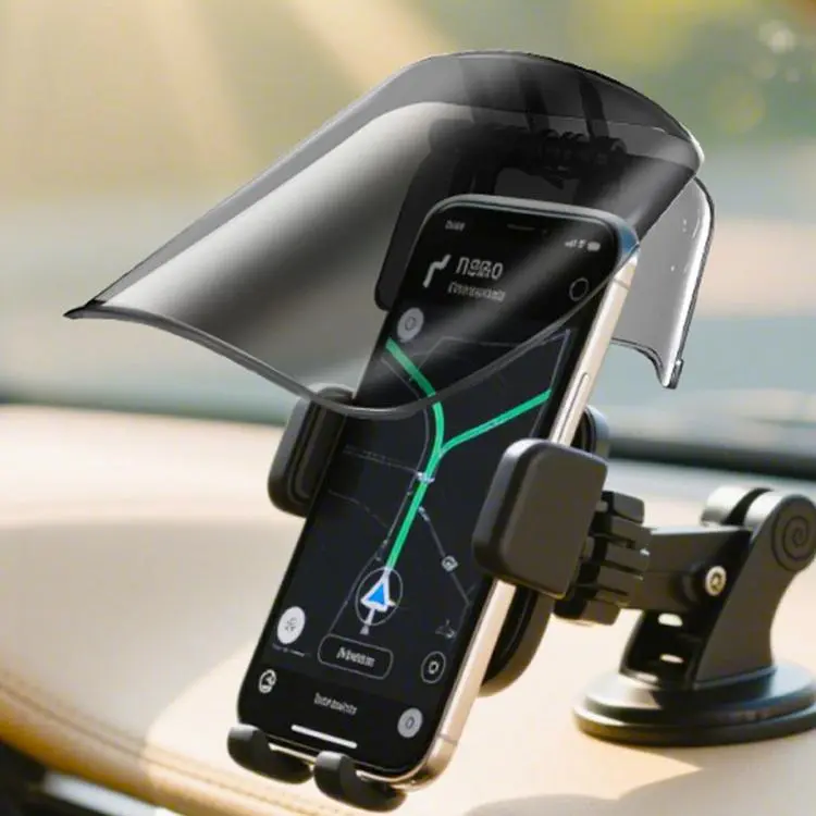 Anti-Reflection Adjustable Sun Hat Style Phone Holder Sunshade(Translucent Black)