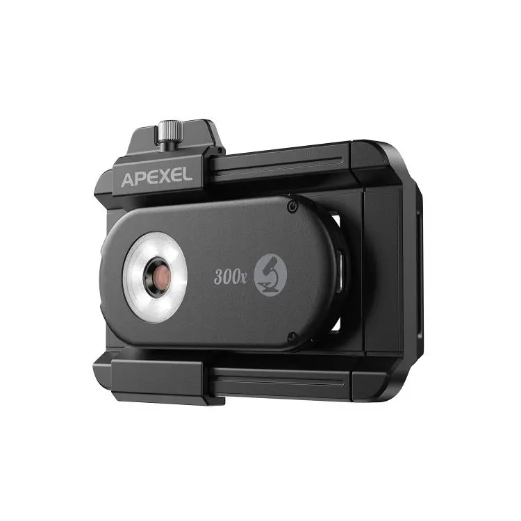 APEXEL PhoneMicro 5 Smartphone Microscope 300X Dual-Light Microscopic + UV, Multi-Mode Lighting(Black)
