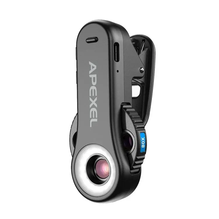 APEXEL TriScope 40X-80X-120X Phone Microscope with Dual-Temperature LED & UV Lighting(Black)