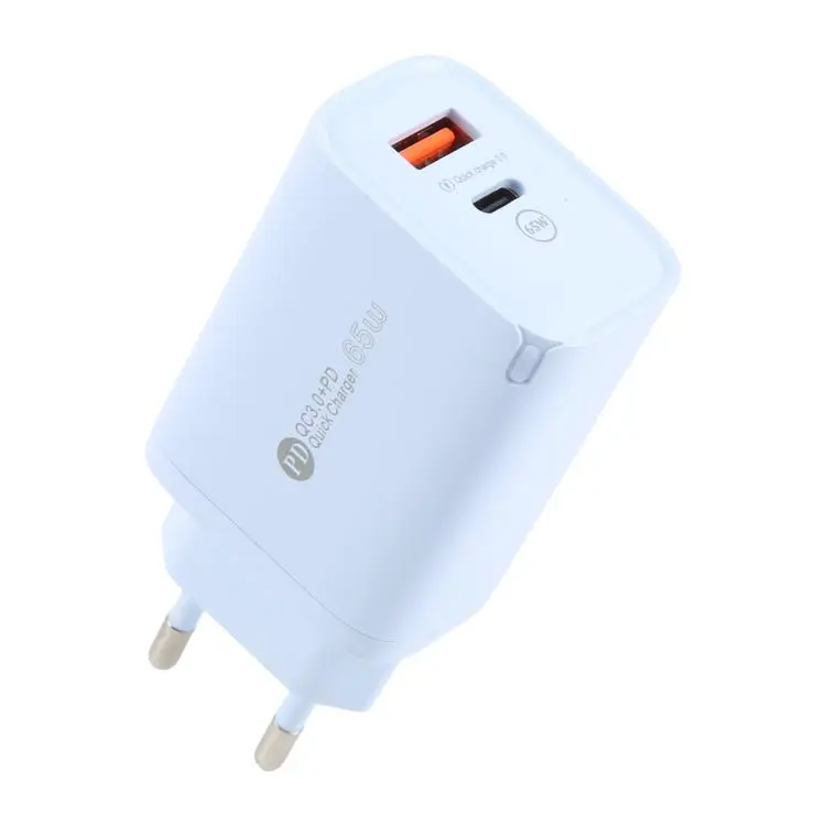 AR-PD12 65W QC3.0 USB and USB-C / Type-C PD Quick Charger, EU Plug(Blue)