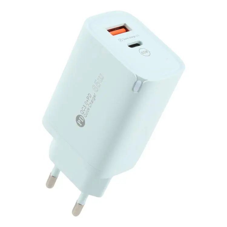 AR-PD12 65W QC3.0 USB and USB-C / Type-C PD Quick Charger, EU Plug(Green)