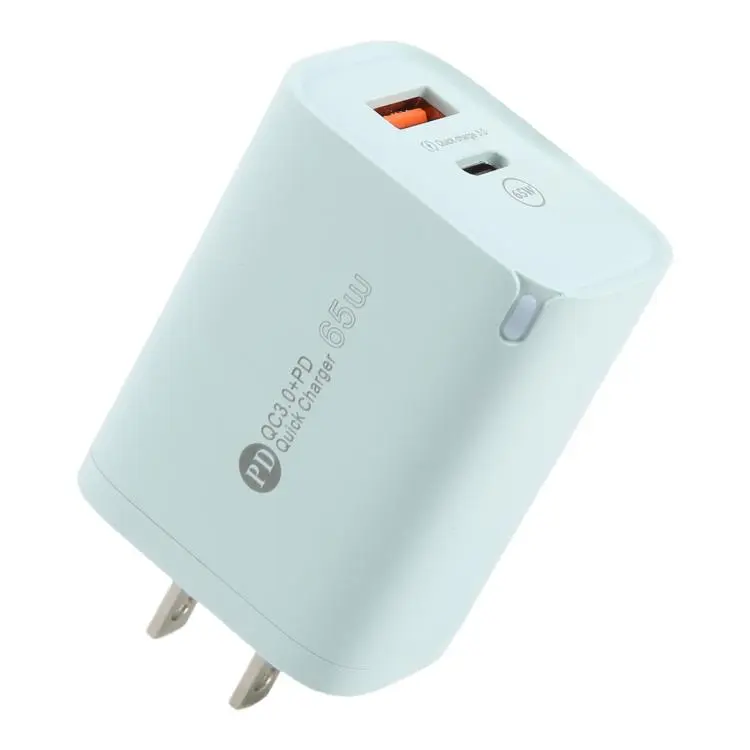 AR-PD12 65W QC3.0 USB and USB-C / Type-C PD Quick Charger, US Plug(Green)
