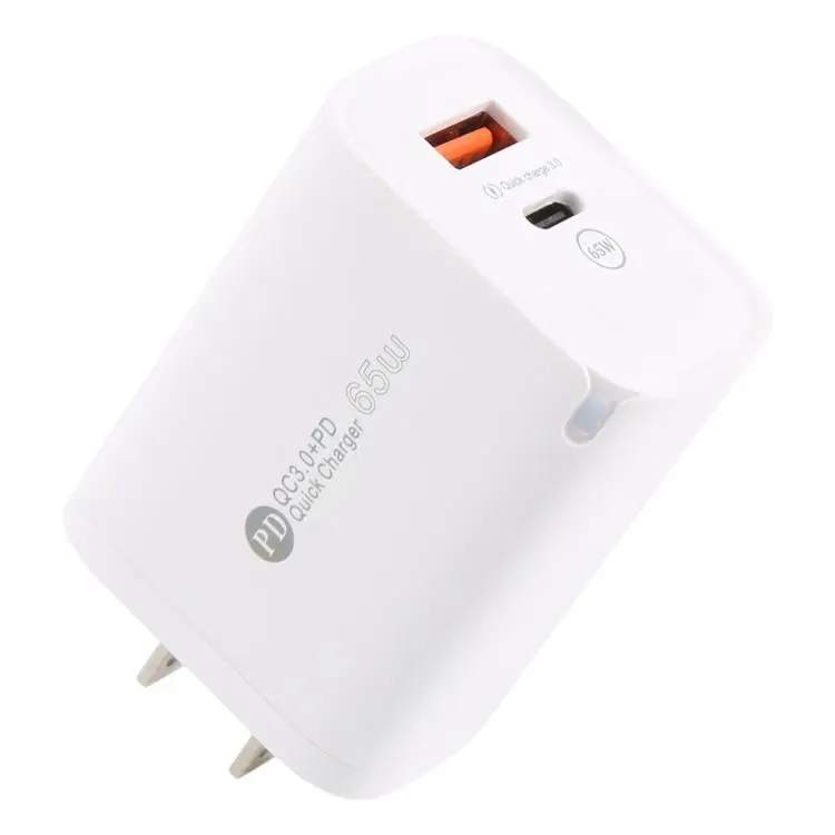 AR-PD12 65W QC3.0 USB and USB-C / Type-C PD Quick Charger, US Plug(White)