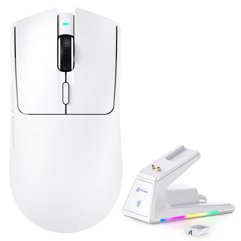 ATTACK SHARK X1 Souris de jeu tri-mode avec pavé tactile, station de charge RGB, capteur PAW3395PRO