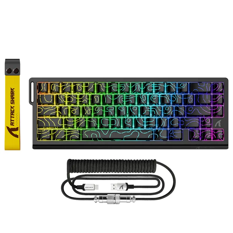 ATTACK SHARK X68 HE Clavier à déclenchement rapide avec switch magnétique et câble enroulé C01PRO