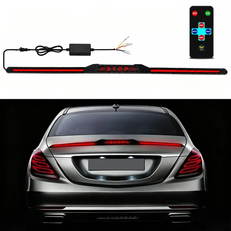 Automotive segmented spoiler light with carbon fiber Texture(Stop)
