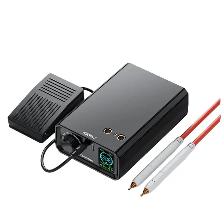 AWithZ UK1 Portable Spot Welder 9KW Color Screen Power Handheld Battery Welder with Pedal(Black)