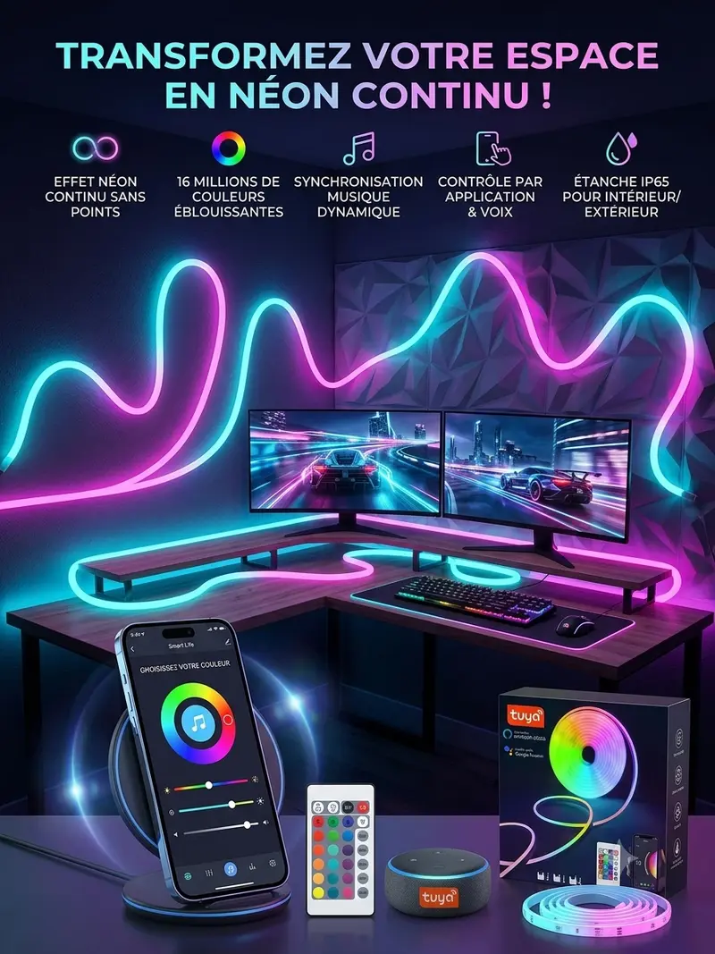 Bande LED Néon RGB - Contrôle App & Sync Musique