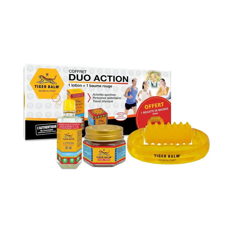 Baume du tigre - Coffret Duo Action (1 BAUME DU TIGRE® Rouge 19g + 1 lotion 28 ml + 1 roulette de massage)
