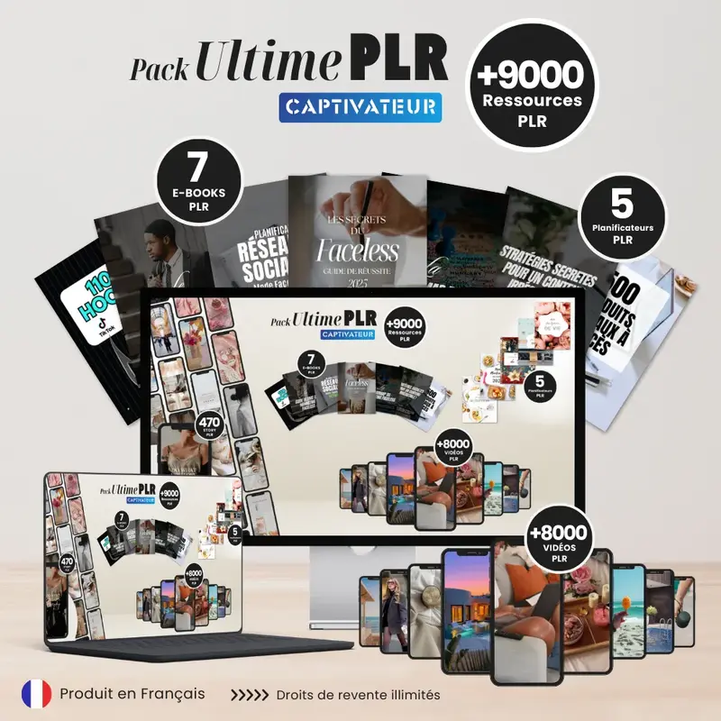 Bibliothèque PLR Ultime Captivateur +9 000 Contenus Prêts à Revendre