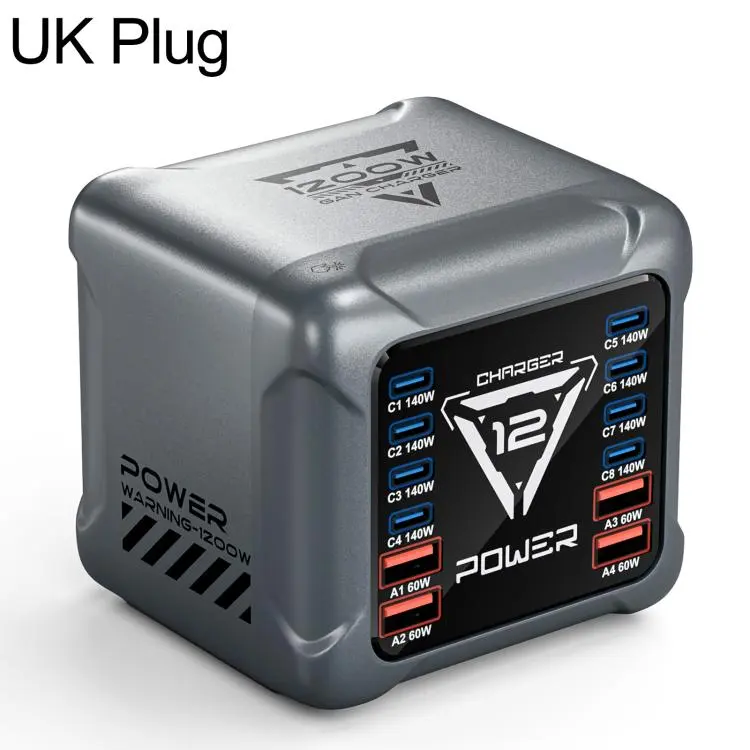 BK-127D 1200W GaN Multi Interface Desktop Charger with RGB Touch Lighting, Plug