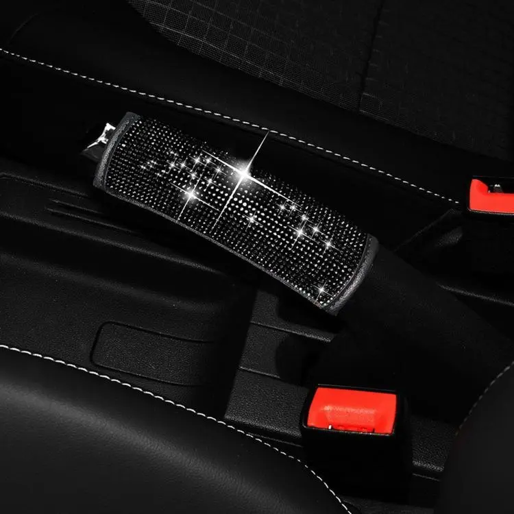 Bling Rhinestone Car Handbrake Cover Sparkly Crystal Emergency Brake Lever Protector(Black)