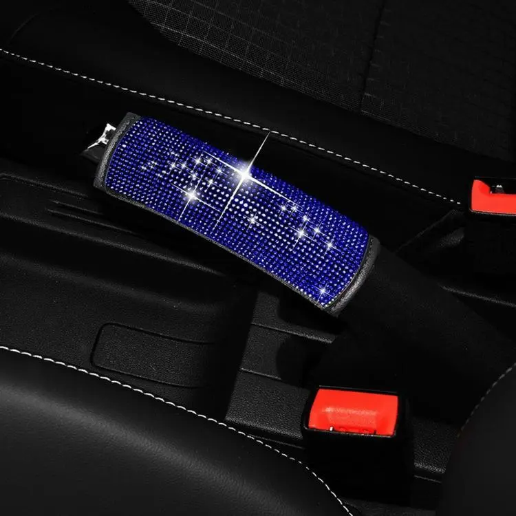 Bling Rhinestone Car Handbrake Cover Sparkly Crystal Emergency Brake Lever Protector(Blue)
