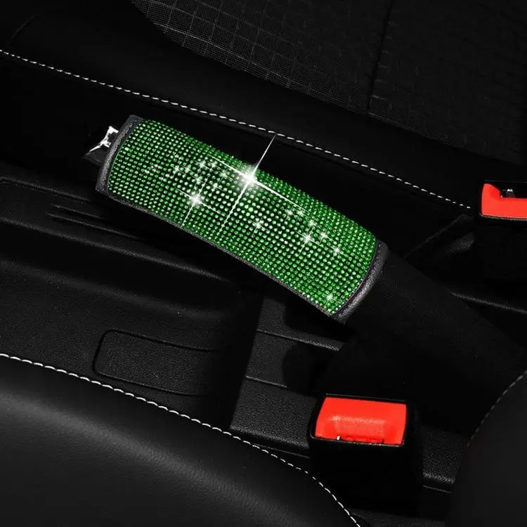 Bling Rhinestone Car Handbrake Cover Sparkly Crystal Emergency Brake Lever Protector(Green)