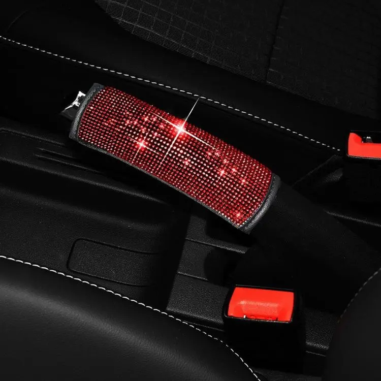 Bling Rhinestone Car Handbrake Cover Sparkly Crystal Emergency Brake Lever Protector(Red)