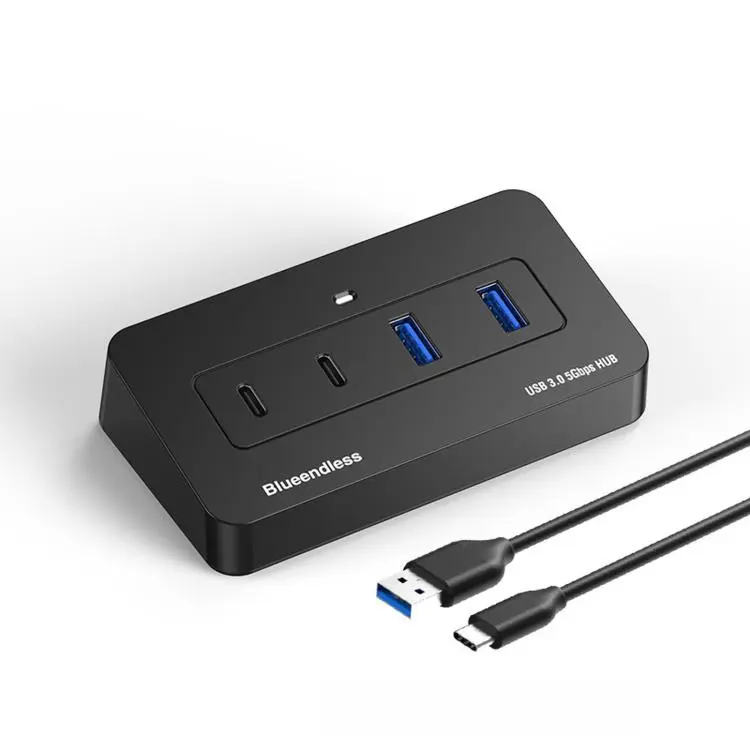 Blueendless 4-Port USB 3.0 Hub 2 USB-A & 2 USB-C 0.3m USB Cable