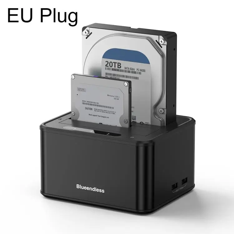 Blueendless HD07S 2.5/3.5 inch SAS/SATA Dual-bay Hard Drive Docking Station, Plug