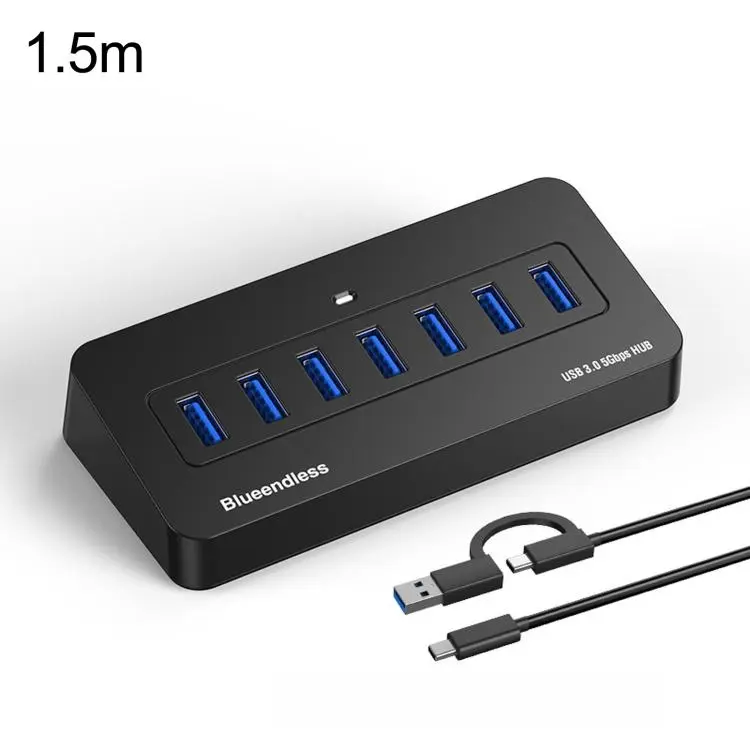 Blueendless Multi-Port USB-C/Type-C Hub Docking Station 5Gbps USB 3.0 Splitter 2-In-1 Cable HU702A-1.5M