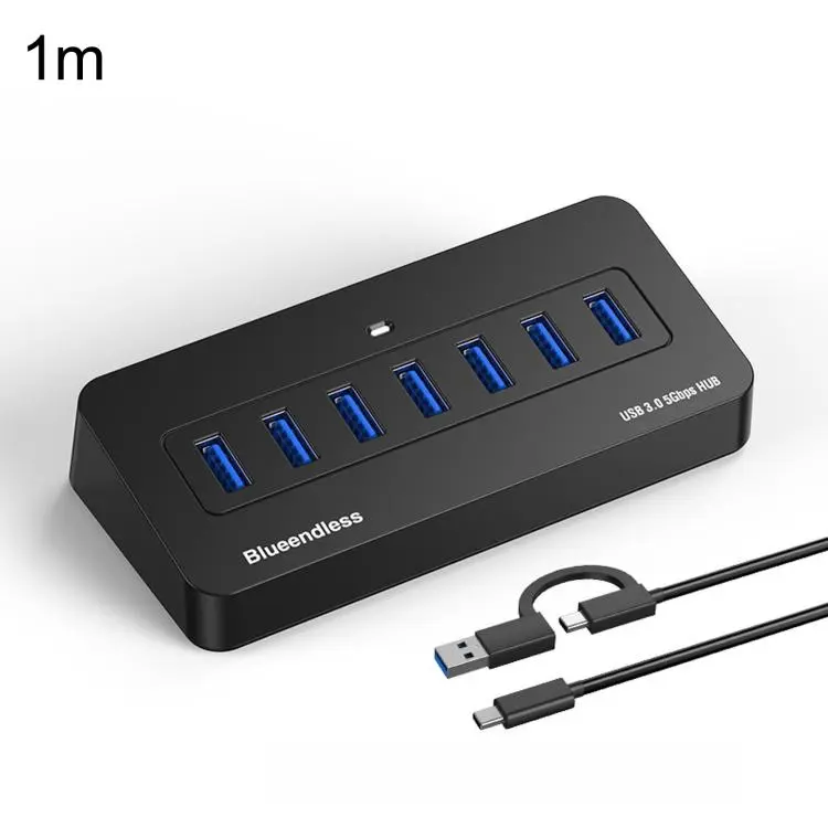 Blueendless Multi-Port USB-C/Type-C Hub Docking Station 5Gbps USB 3.0 Splitter 2-In-1 Cable HU702A-1M