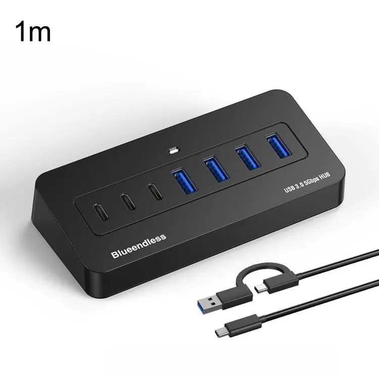 Blueendless Multi-Port USB-C/Type-C Hub Docking Station 5Gbps USB 3.0 Splitter 2-In-1 Cable HU705A-1M