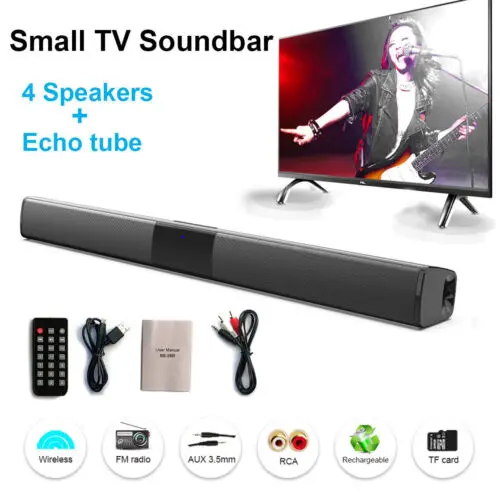 Bluetooth Sound Bar 4 Speaker System with Wireless Subwoofer & Remote - Home Theater Audio