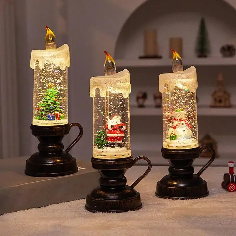 Bougie LED de Noël Effet Boule de Neige