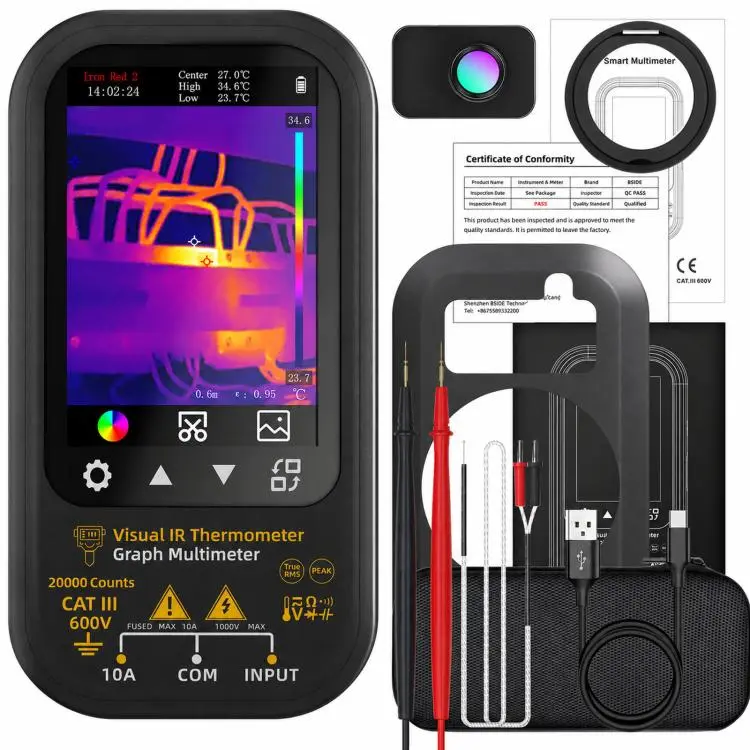 BSIDE SH6 Thermal Imaging Multimeter 2 In 1 Touchscreen High-Precision Infrared Thermal Imager Temperature Meter Electrical Tester, Spec
