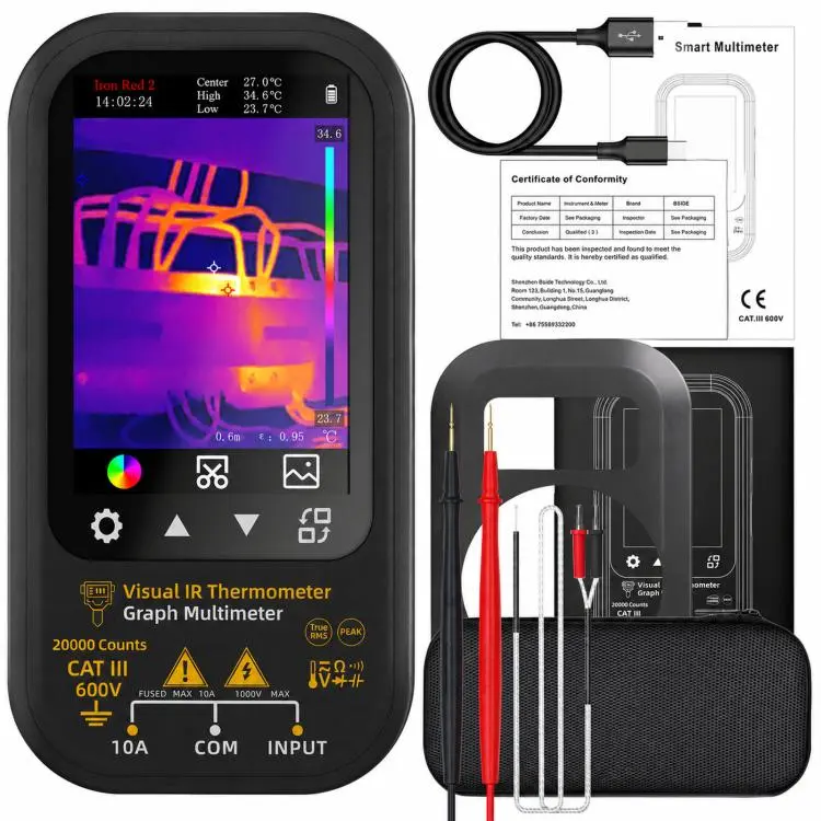 BSIDE SH6 Thermal Imaging Multimeter 2 In 1 Touchscreen High-Precision Infrared Thermal Imager Temperature Meter Electrical Tester, Spec