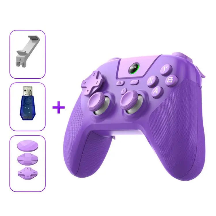 BSP G3 Tri-Mode Game Controller With Carbon Joysticks Macro Keys For PC / Switch / PS4 / iOS & Android Receiver+Stand Purple