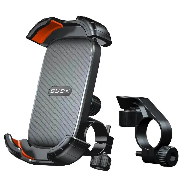 BUDK T02 Thickened Retractable Motorcycle Phone Holder Shockproof Bicycle Navigation Mount For Outdoor Riding, Style