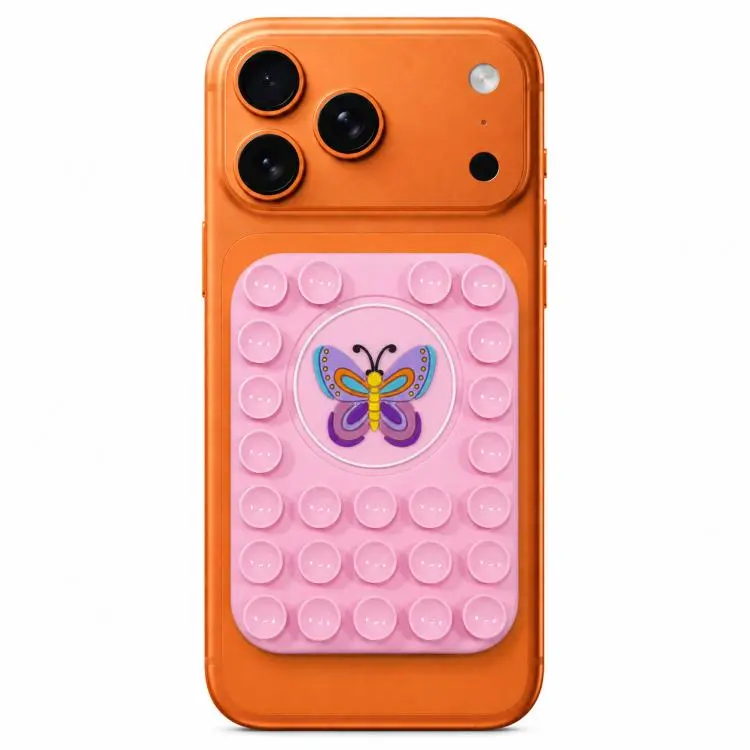Butterfly Reusable Silicone Magnetic Phone Holder(Pink)
