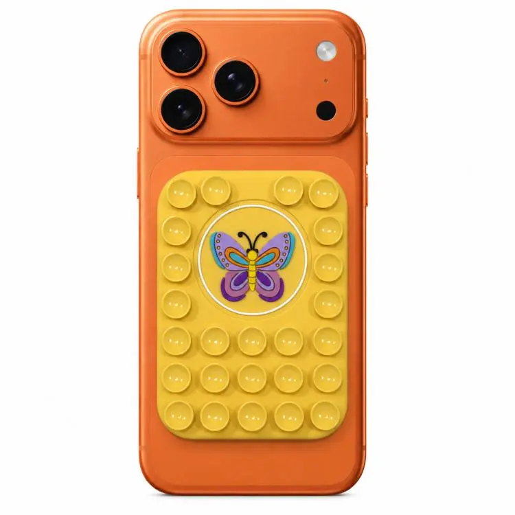 Butterfly Reusable Silicone Magnetic Phone Holder(Yellow)