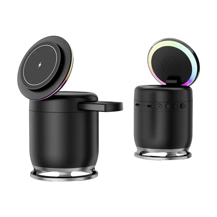C52 Foldable 5 in 1 Desktop Magnetic Wireless Charging Bluetooth Speaker(Black)