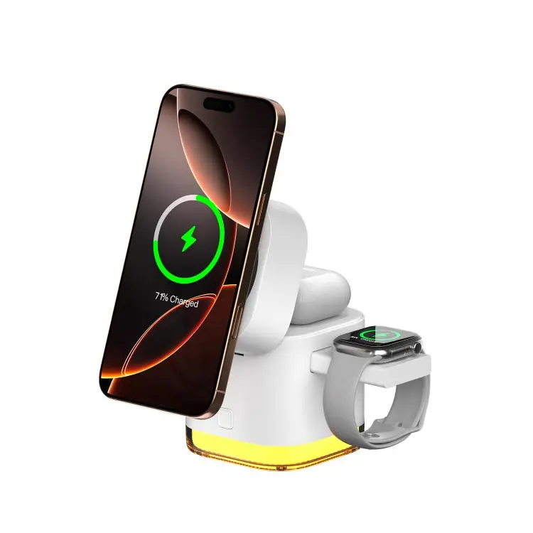 C53 QI2 25W 5 in 1 Multifunctional Foldable Magnetic Wireless Charger(White)