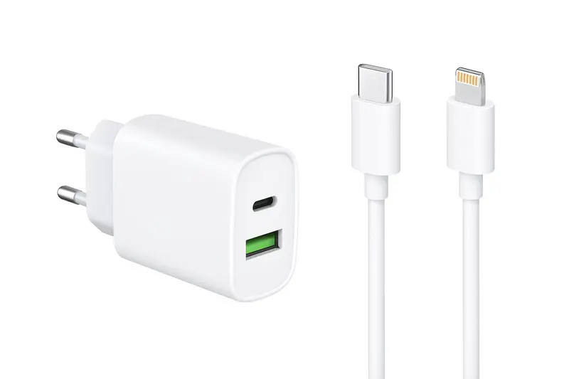Câble et Prise Murale (USB-C + Lightning) 20W - WTK