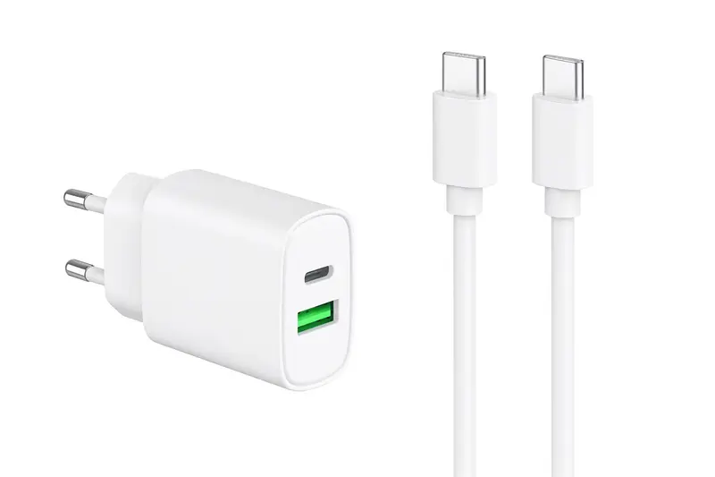 Câble et Prise Murale (USB-C + USB-C) 20W - WTK