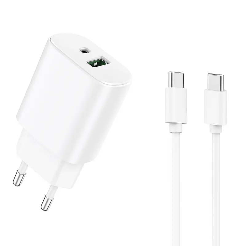 Câble et Prise Murale (USB-C + USB-C) 20W - WTK