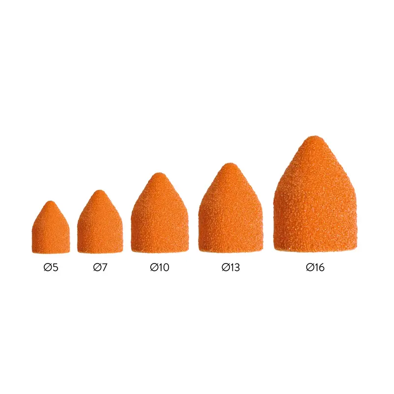 Capuchons Pointes Oranges SK-PODO X10 - Ø 5 mm / 16 mm - Grain Fin, Moyen ou Gros - Lukas Podological
