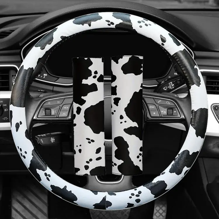 Car Cow Print Steering Wheel Cover, Diameter