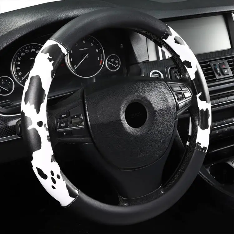 Car Cow Print Steering Wheel Cover, Diameter
